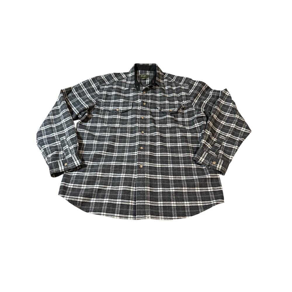 NWOT Eddie Bauer Size Large‎ Men Heavy Weight 100% Cotton Flannel Shacket Gray